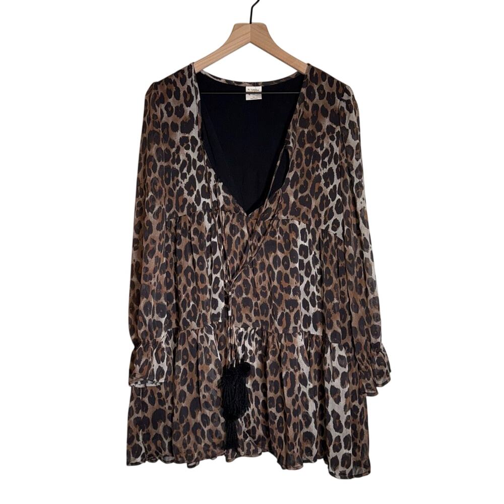 BY TOGETHER leopard print mob wife sheer long sleeve mini dress M